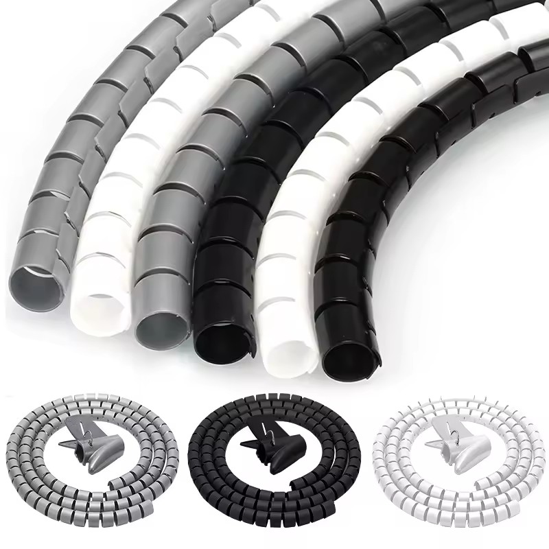 Cable Lock Flexible - 2 M ยืดหยุ่นเกลียวสายป้องกันสายเคเบิลคอมพิวเตอร์สายไฟป้องกันหลอดคลิป Organizer เครื่องมือการจัดการ 16/10