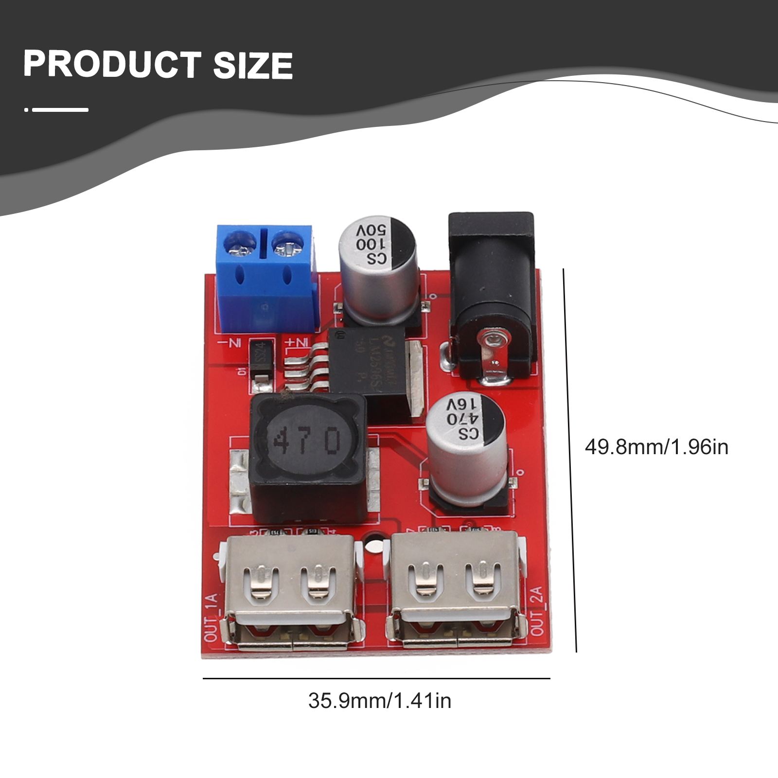 Usb Charger Dynamo - เครื่องชาร์จพลังงานแสงอาทิตย์แบบ USB คู่ 5V 3A โมดูลสเต็ปดาวน์สำหรับแผง