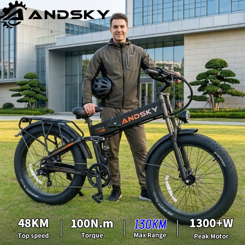 Commuting On Mountain Bike - จักรยานไฟฟ้าพับได้ ANDSKY Forge 26 แบบโช้คอัพเต็มระบบ 48V