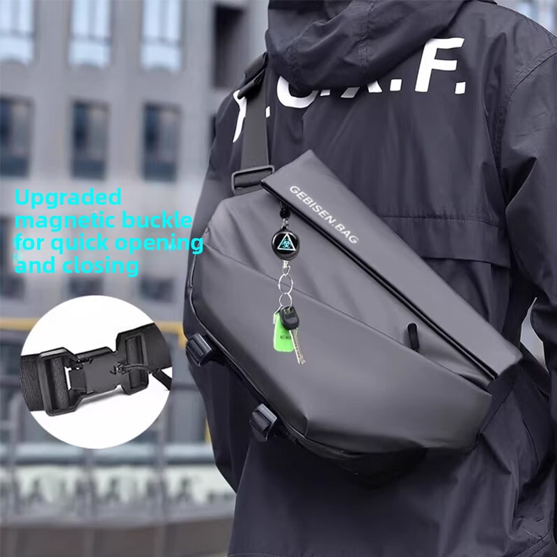 Cycling Commuter Bag - กระเป๋าสะพายข้างผู้ชายแบบแม่เหล็ก, กระเป๋าคาดหน้าอกอเนกประสงค์ความจุขนาดใหญ่สำหรับการเดินทางด้วยจักรยาน